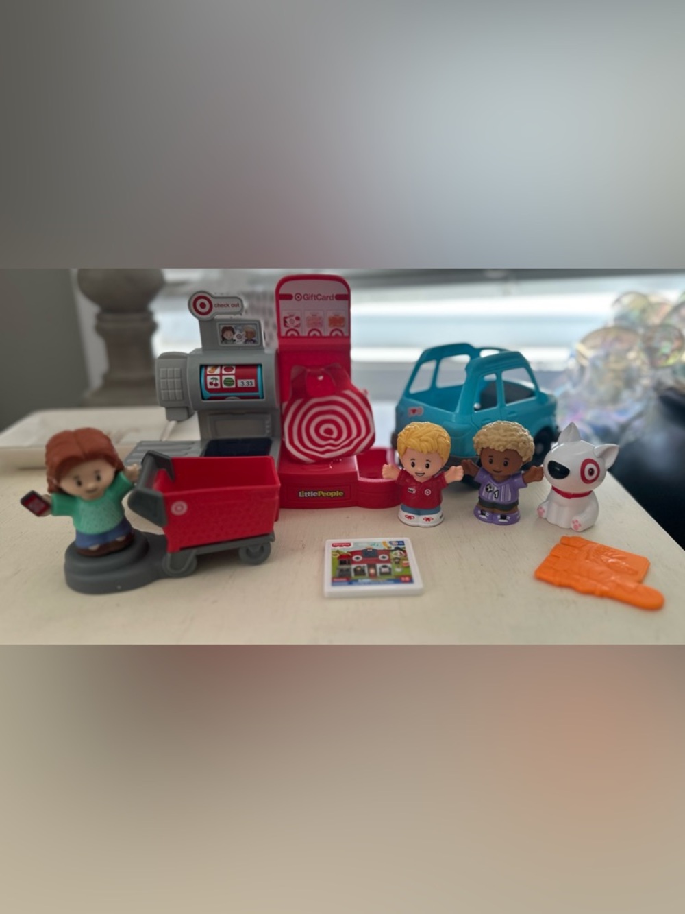Fisher-Price Little People Red Target Checkout Playset with Blue Toy Van